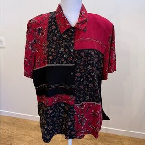Vintage Koret 90s Patchwork Grunge Eclectic Paisley Button Down size Large